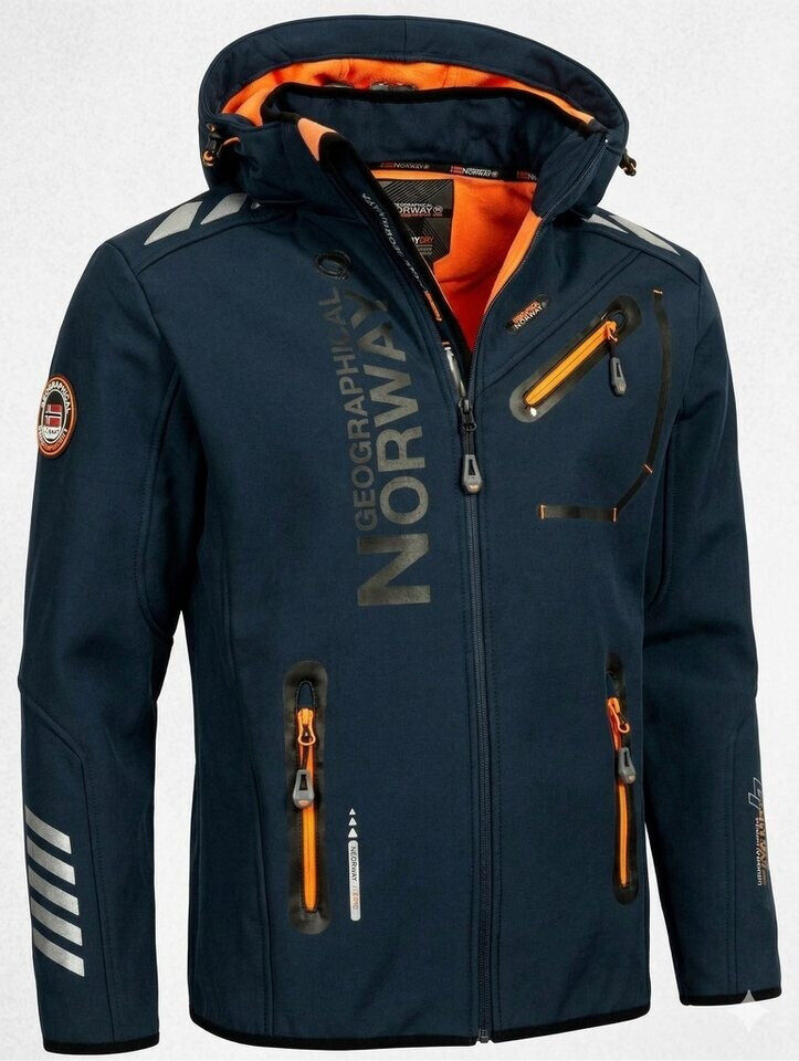 Giacca Softshell Uomo Geographical Norway Royaute – Impermeabile, Antivento, Blu Con Dettagli Arancioni, Taglia M - 6