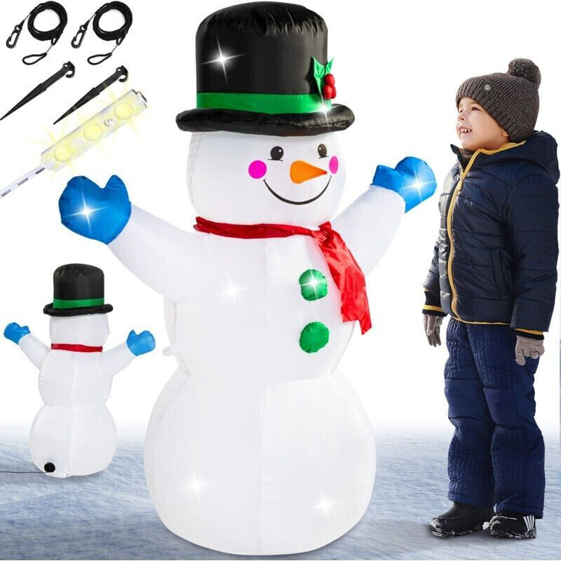Monzana Snowman, inflatable XL 120cm LED illuminated fastening material IP44 outside
