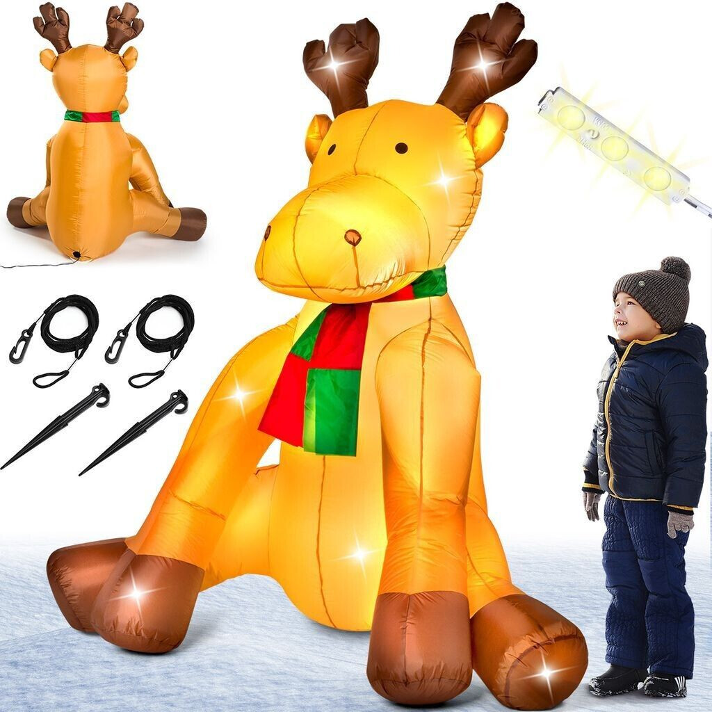 Monzana ® Inflatable reindeer 180cm LED illuminated fastening material IP44 outside weatherproof Christmas decoration Christmas figure Christmas