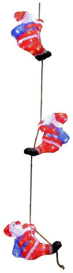 Deuba Decorative figure, acrylic figure with LED 3x Santa Claus outside inside each 30x13x12.5cm, multi-colored