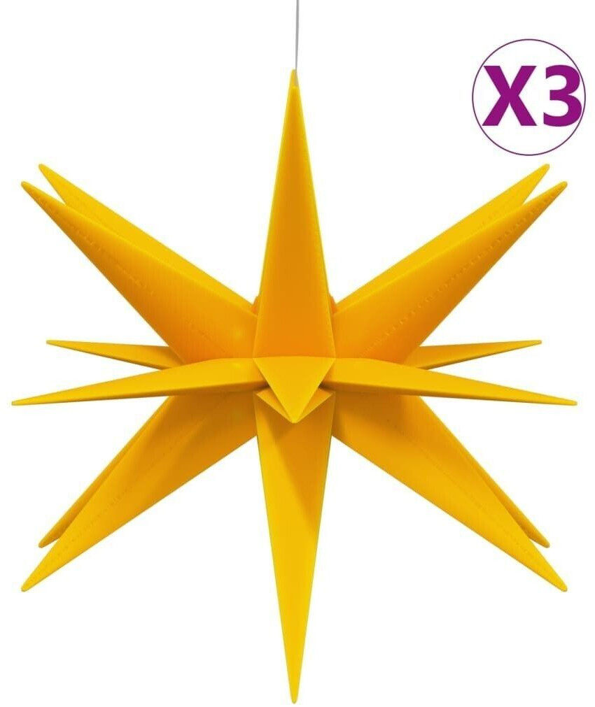 vidaXL LED Christmas stars 3 pieces Foldable yellow 57 cm