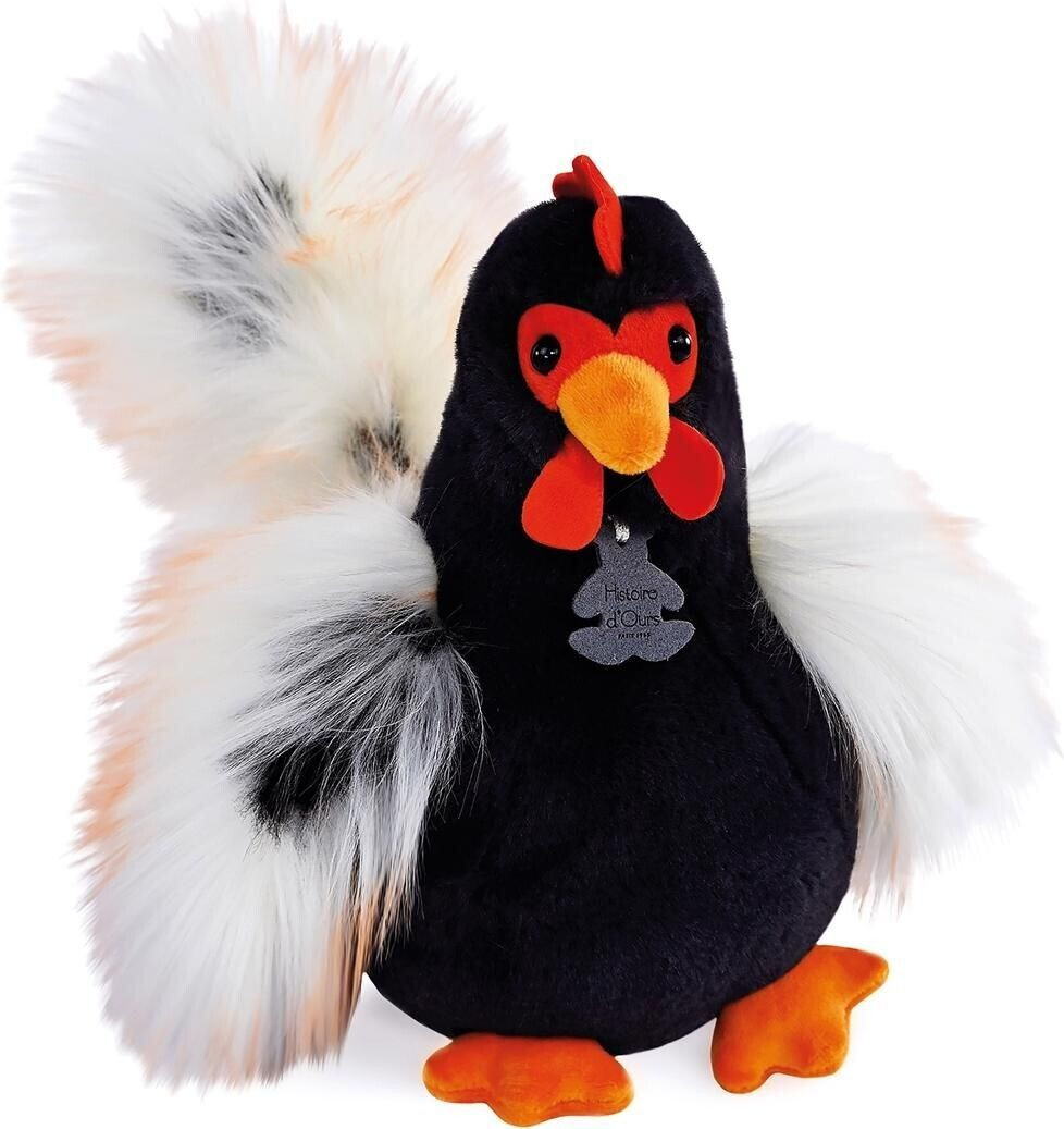 Histoire d'Ours Peluche coq Coq'rico noir et blanc 26 cm