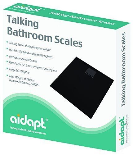 Aidapt Talking Bathroom Scale Ideal for Partially Sighted/Blind Clearly announces weight (Black)