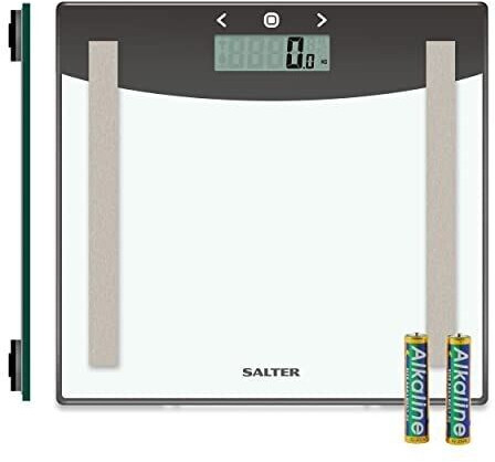 Salter Glass Body Analyser Digital Electronic Scale for Precise Weighing Easy Read Display Measure Weight Fat Water BMI Step-On...