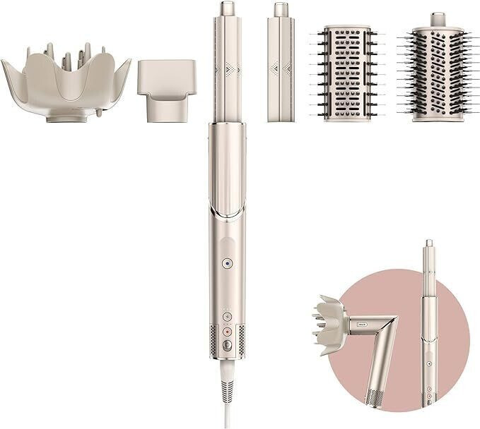 SHARK FlexStyle 5-in-1 Air Styler & Hair Dryer with Auto-Wrap Curlers Paddle Brush Oval Brush Concentrator Diffuser and Storage Case No Heat Damage Stone HD440SLUK