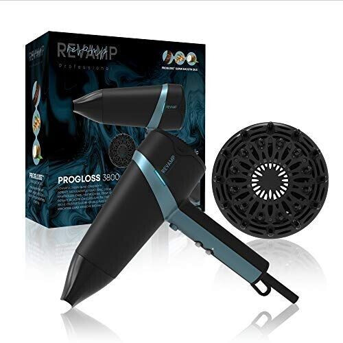 Revamp Progloss Quad with Concentrator and Volumiser Attachment 4 Ionic Emitters Ceramic Grille Infused with Progloss Oils Variable Heat and Speed Settings