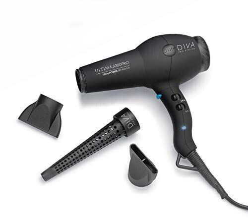 Diva Swim Diva Pro Styling Ultima 5000 Pro Dryer (Black) - 2200W Professional Hairdryer with Ionic Conditioning