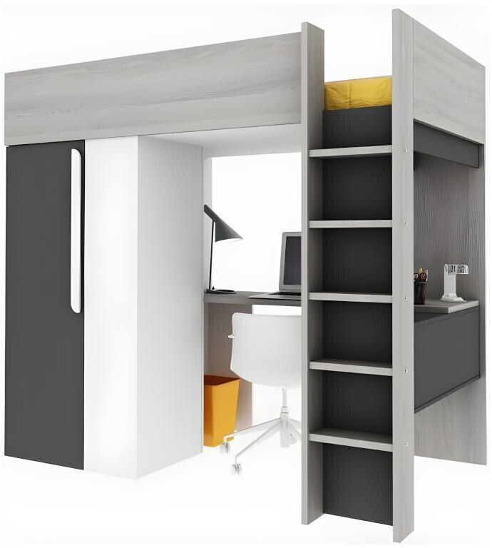 Vente-unique Nicolas II 90x200cm with Mattress White/Anthracite