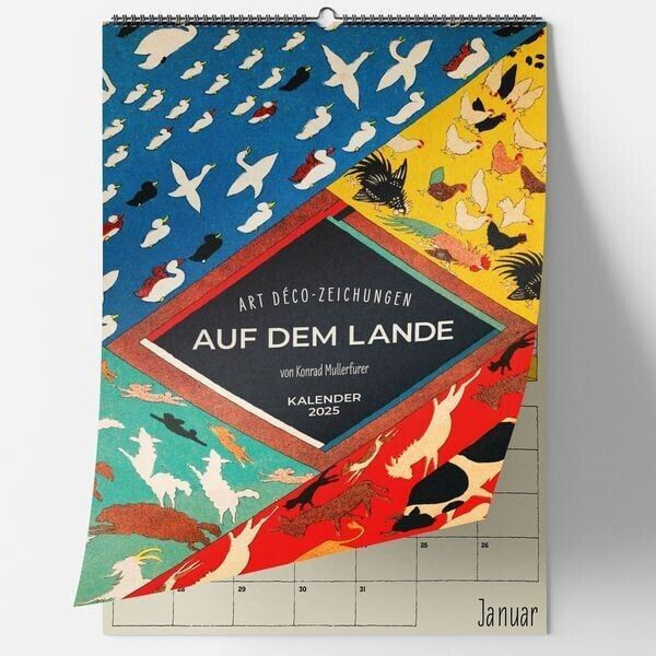 Favoritenpresse Auf dem Lande. Art Déco Zeichnungen von Konrad Mullerfurer. Wandkalender 2025 (German)