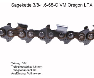 Oregon 75LPX Sägekette 3/8' 1,6 mm 68 TG