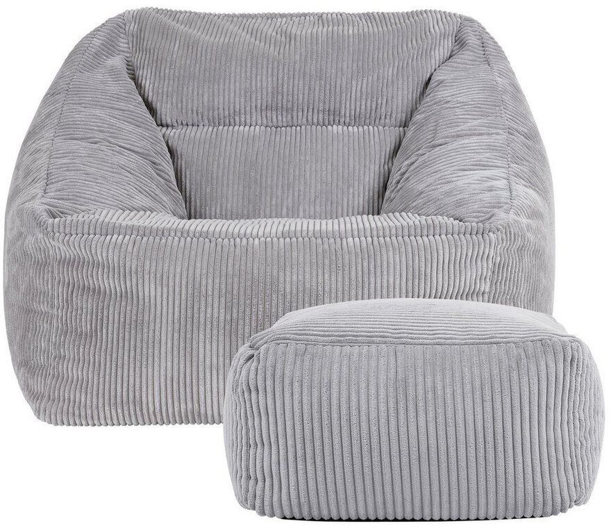 Icon XXL Morgan armchair with Cord stool 100x80x88 cm grey