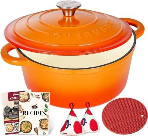 Overmont Enamel Casserole 26cm Orange
