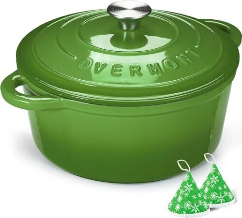 Overmont Enamel Casserole 26cm Green