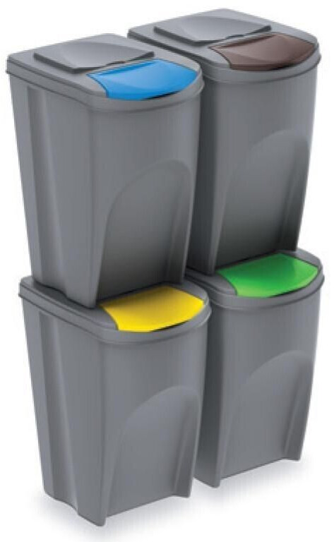 Prosperplast Ensemble poubelles tri des déchets 4 x 35 L