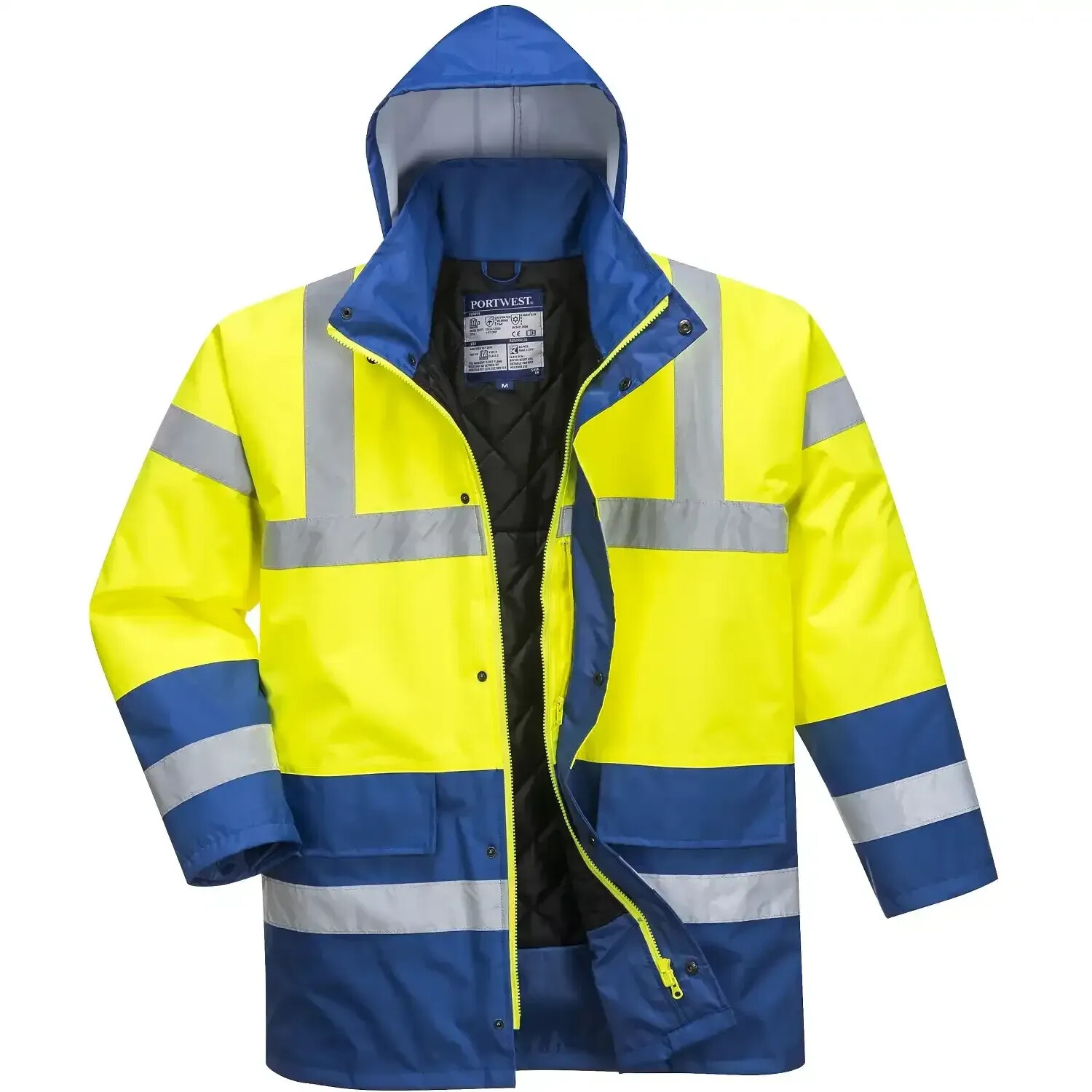 Portwest Warning protection Winterjacket S466 Kontrast Traffic yellow/royal