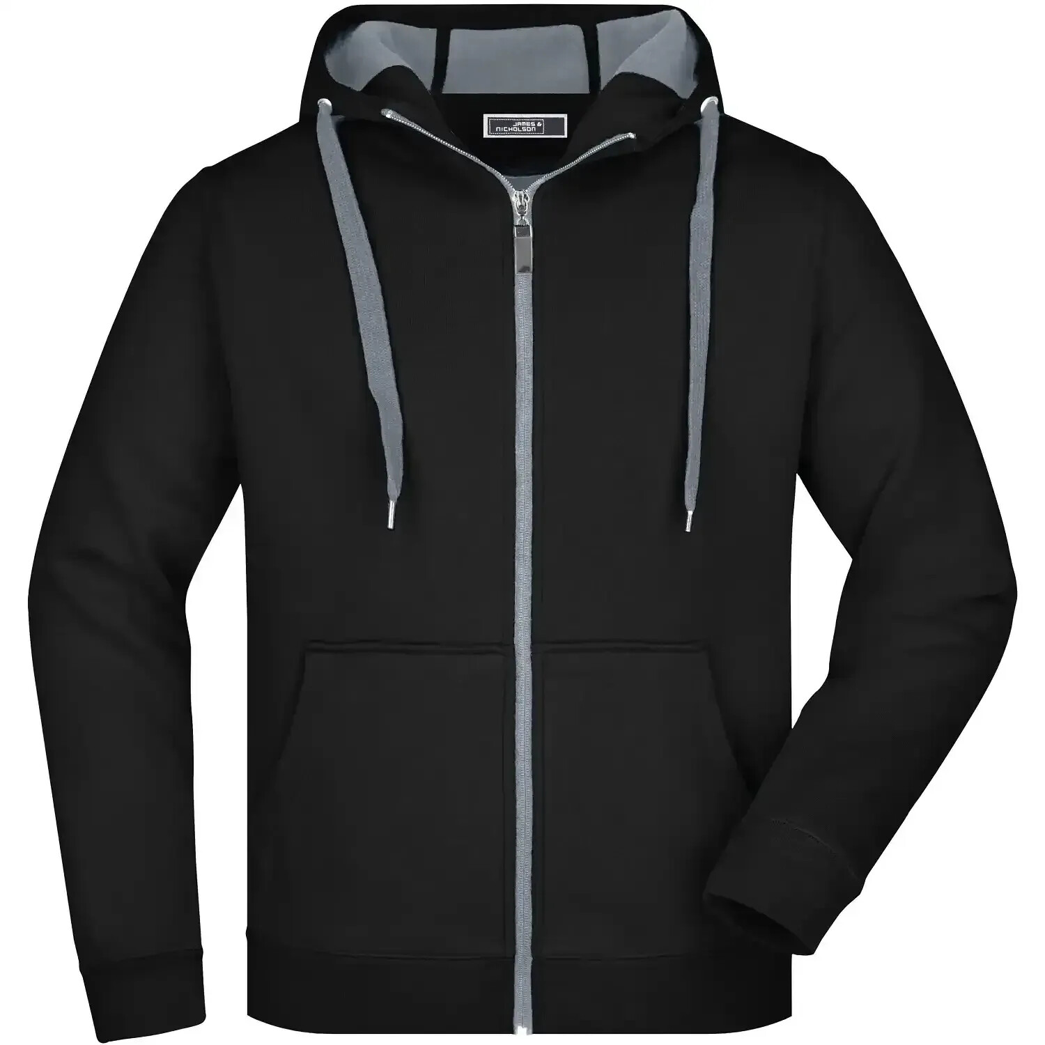 James & Nicholson Kapuzen-Sweatjacke Doubleface JN355 schwarz