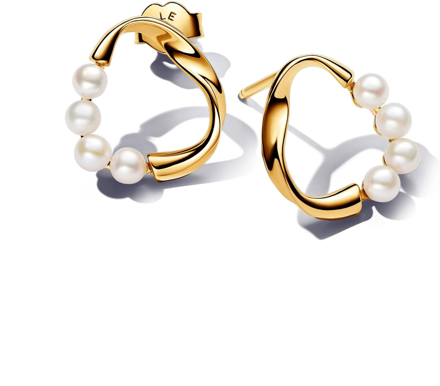 Pandora Organically Shaped Circle & Treated Freshwater Cultured Pearls Stud Earrings