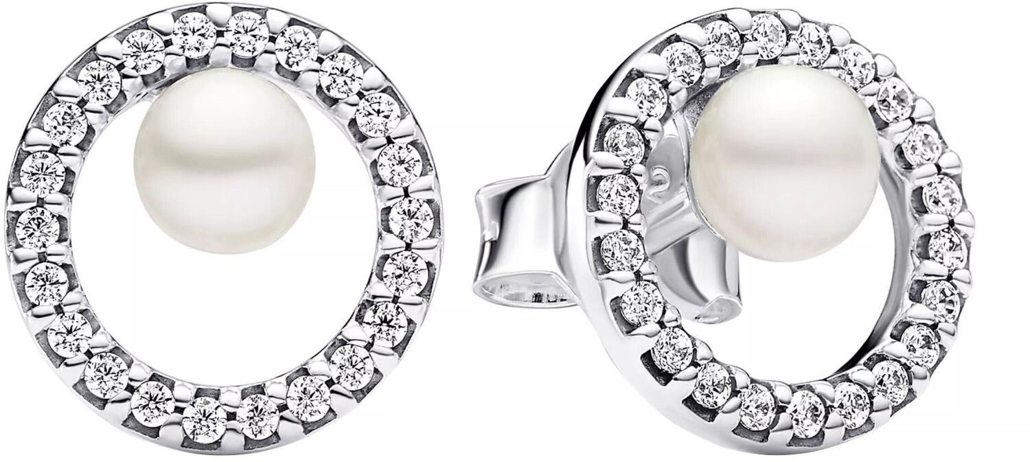 Pandora Treated Freshwater Cultured Pearl & Pavé Halo Stud Earrings