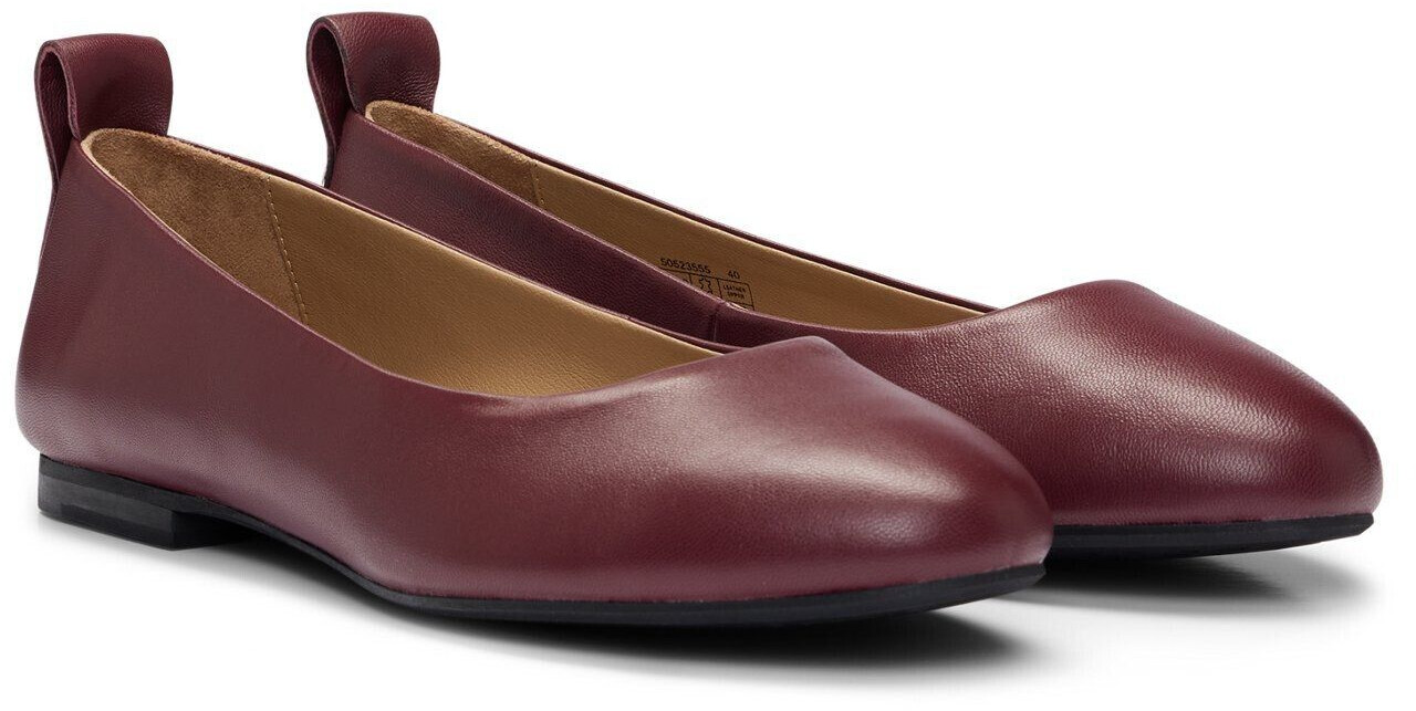 Hugo Boss Leather Ballerinas with Logo Rivet Style Dasy Ballerina NA dark red