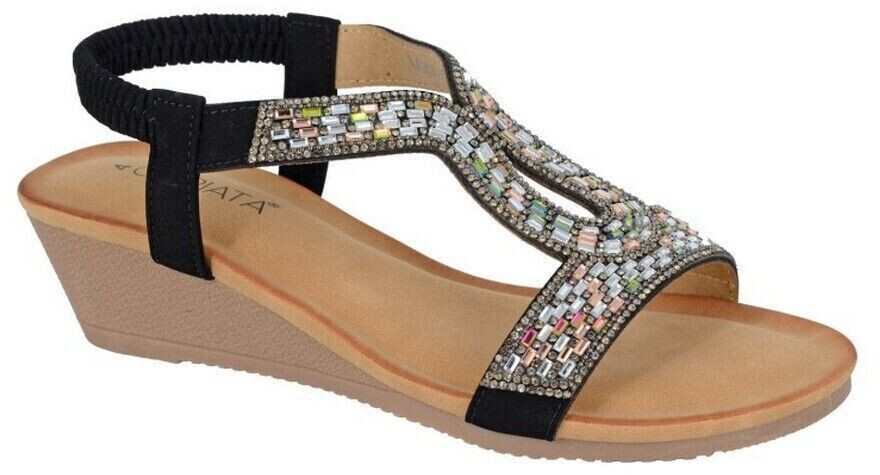 Cipriata Selene Women's Sandals with Gemstones black