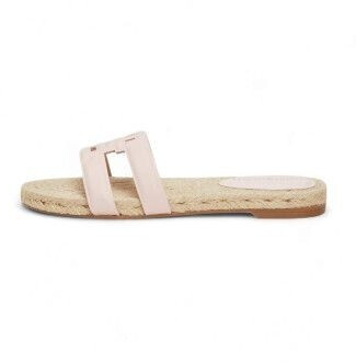 Tommy Hilfiger Leather Espadrille Sandals with pink TH monogram