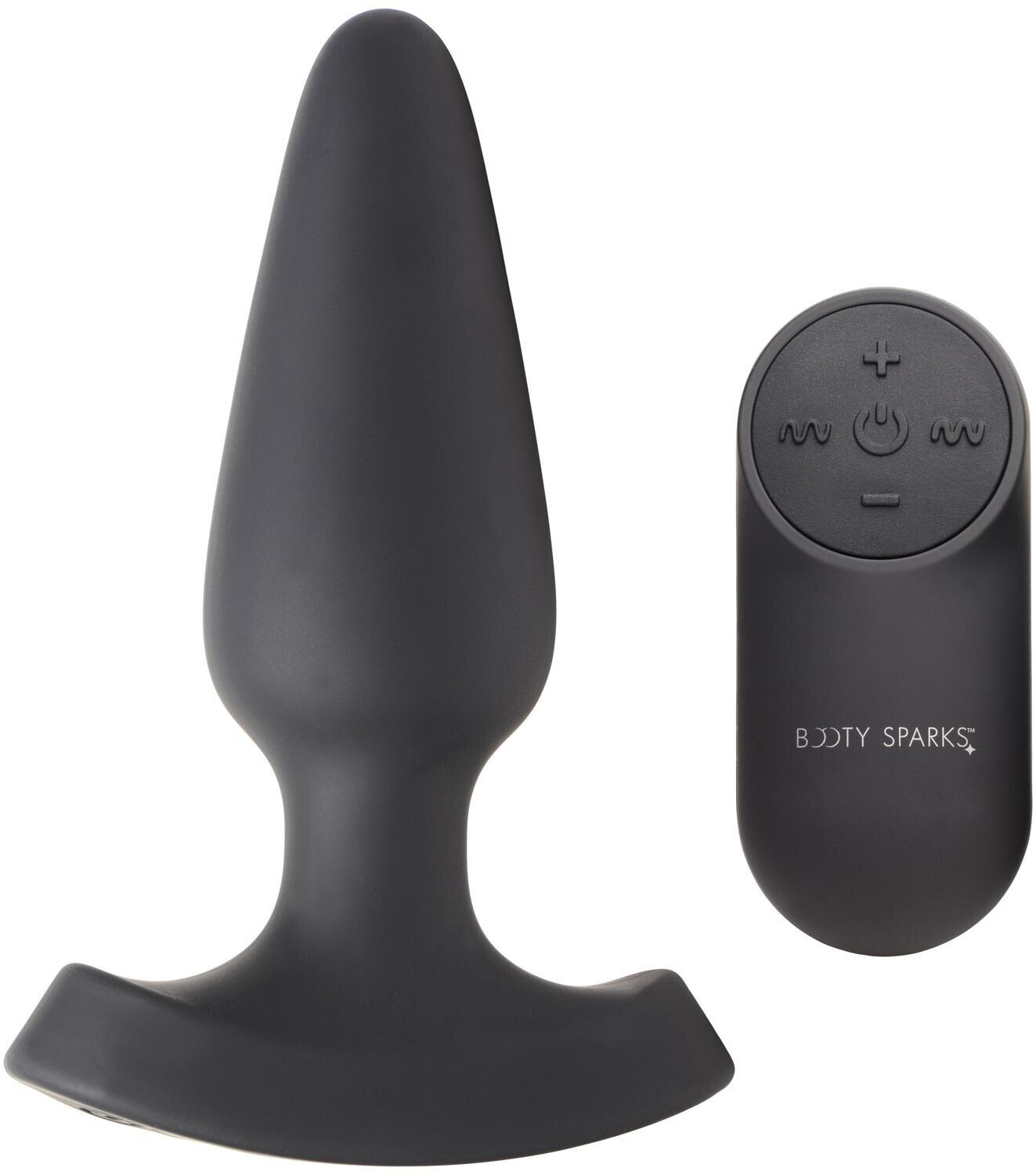 Booty Sparks Laser Series Heart Medium Remote-controlled Butt Plug - Black