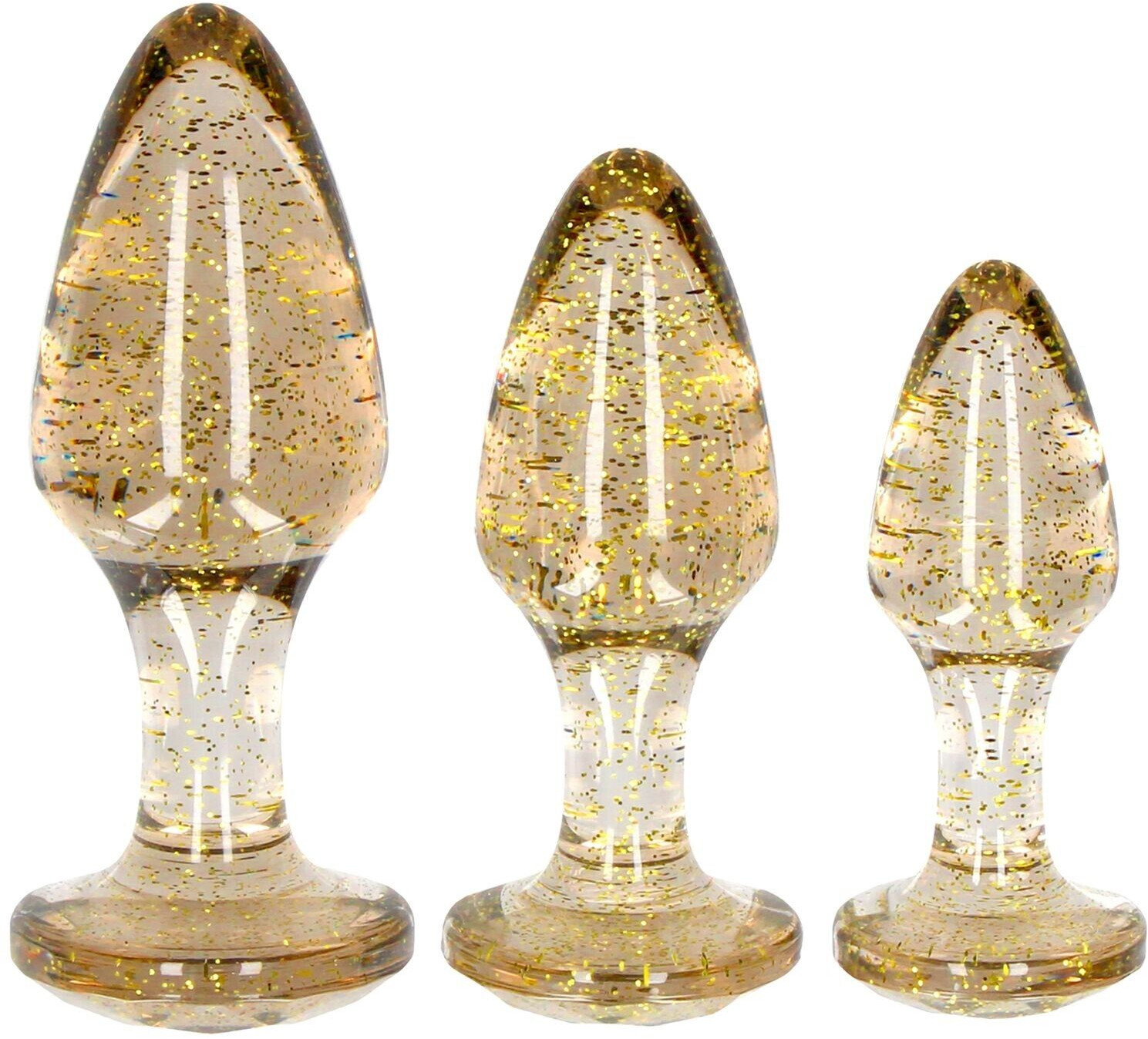 Ouch! Glitter Butt Plug Set - Gold