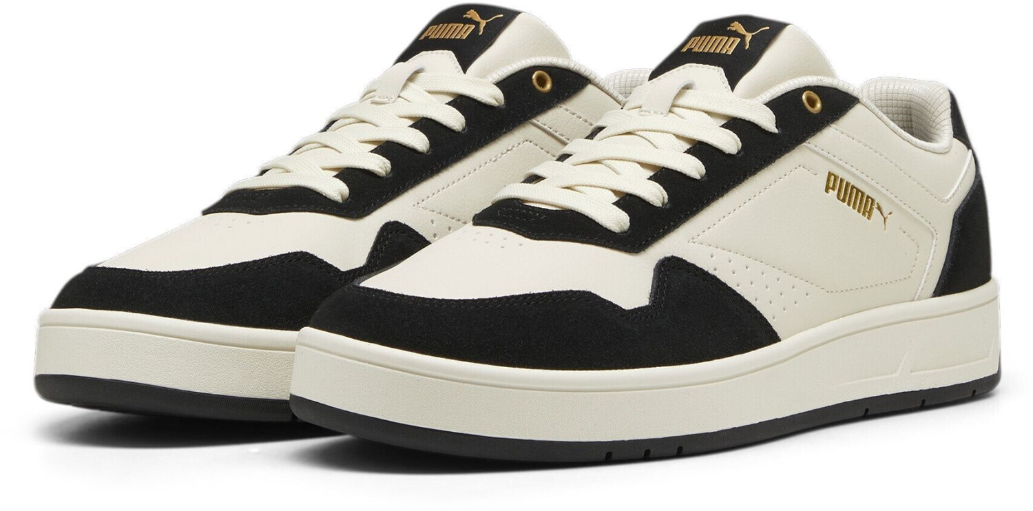 Puma Court Classic Suede Sneakers alpine snow black gold white