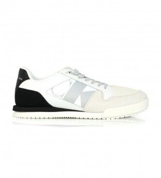 Calvin Klein Low Profile Runner Mix Leather Sneakers white beige