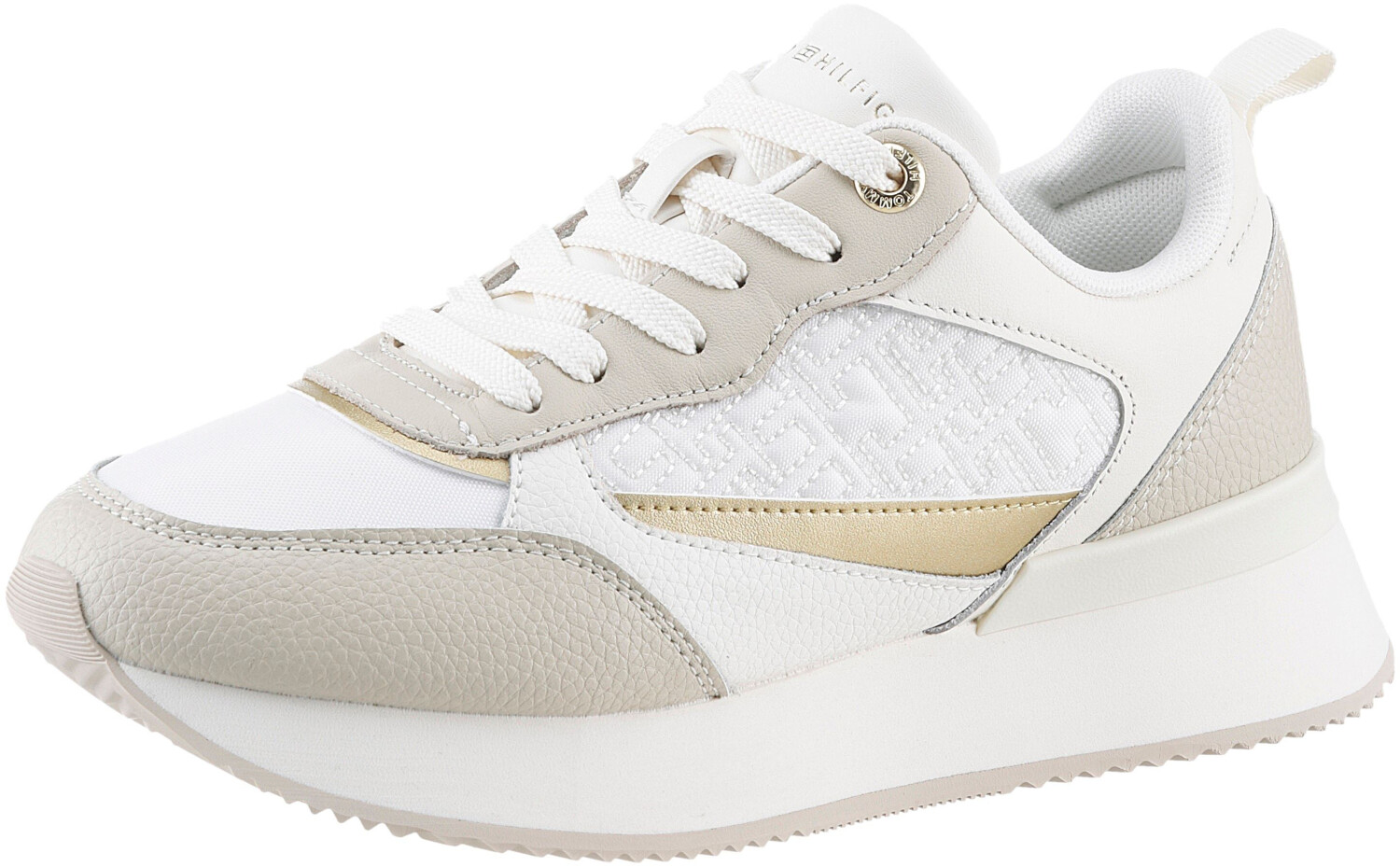 Tommy Hilfiger MONOGRAM RUNNER platform sneaker beige white gold