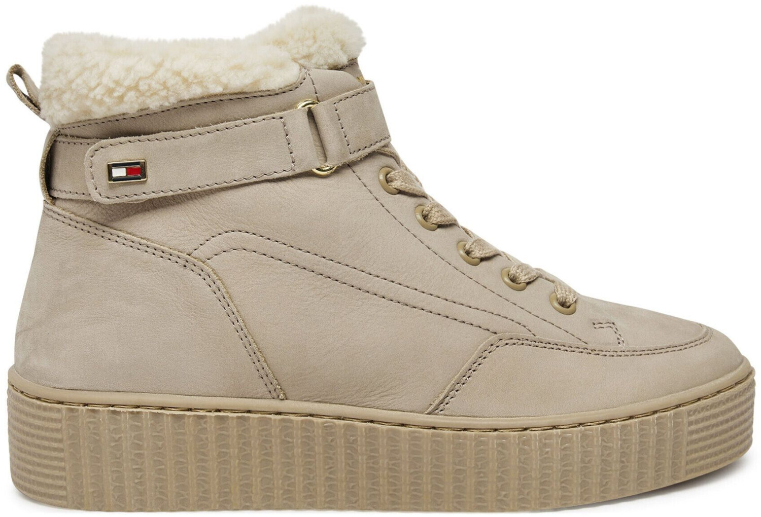 Tommy Hilfiger Sneakers Faux Fur Nubuck Low Lace-Up FW0FW08172 beige