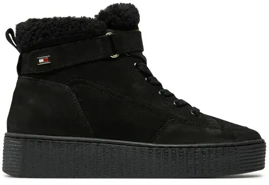 Tommy Hilfiger Sneakers Faux Fur Nubuck Low Lace-Up FW0FW08172 black