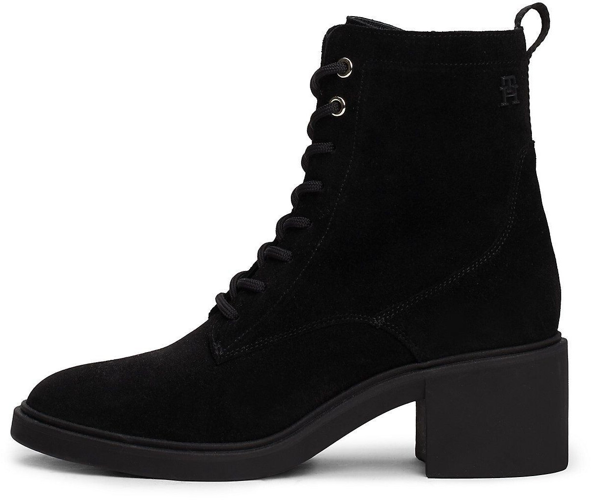 Tommy Hilfiger Suede Mid Heel Laceup Logotape FW0FW08090 black
