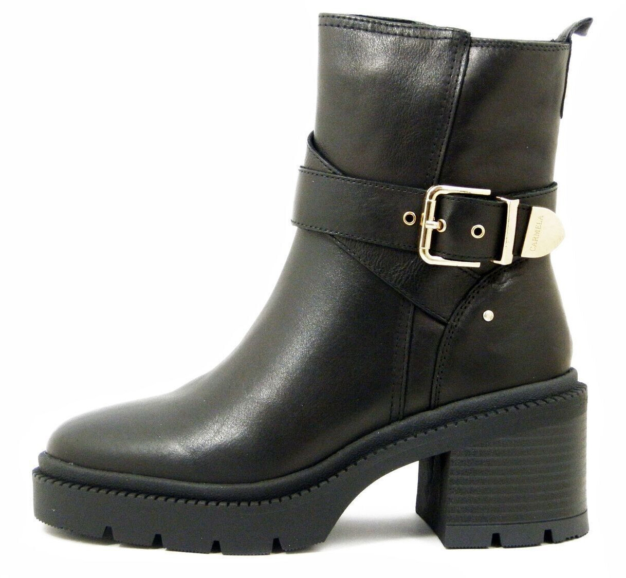 Carmela Leather black medium heel and platform anti-slip sole