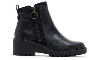 Porronet Leather with wedge heel and zipper black