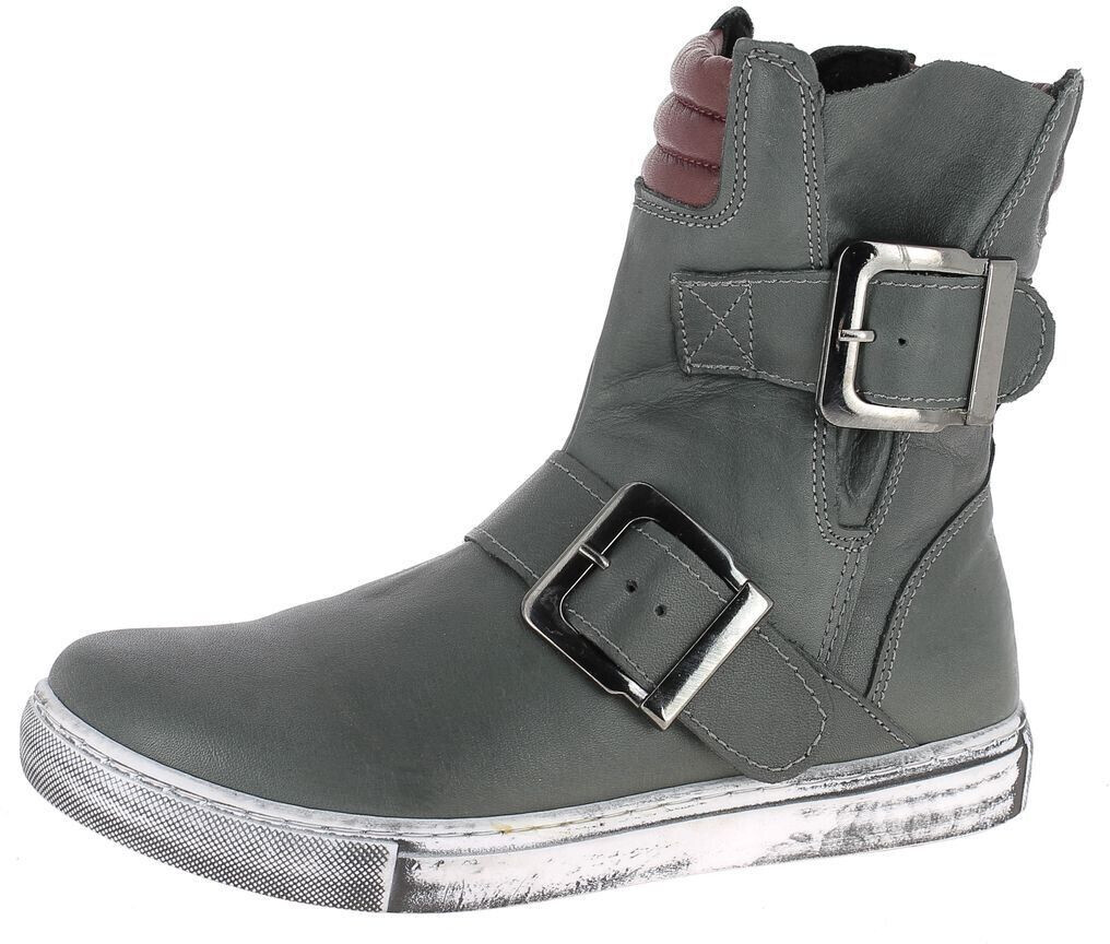Andrea Conti Leather Biker Strap Buckle 0346833 grey