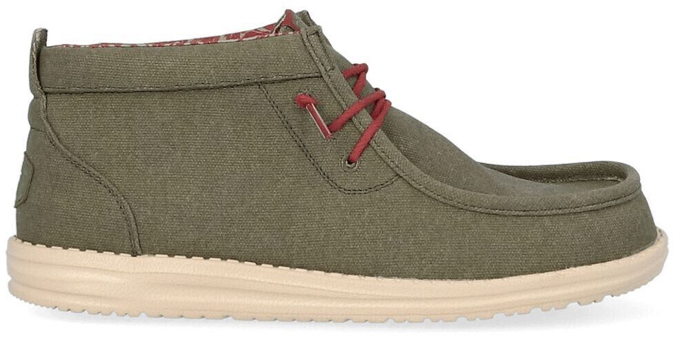 Dude Wally Mid Waxed Canvas Half Shoes olive