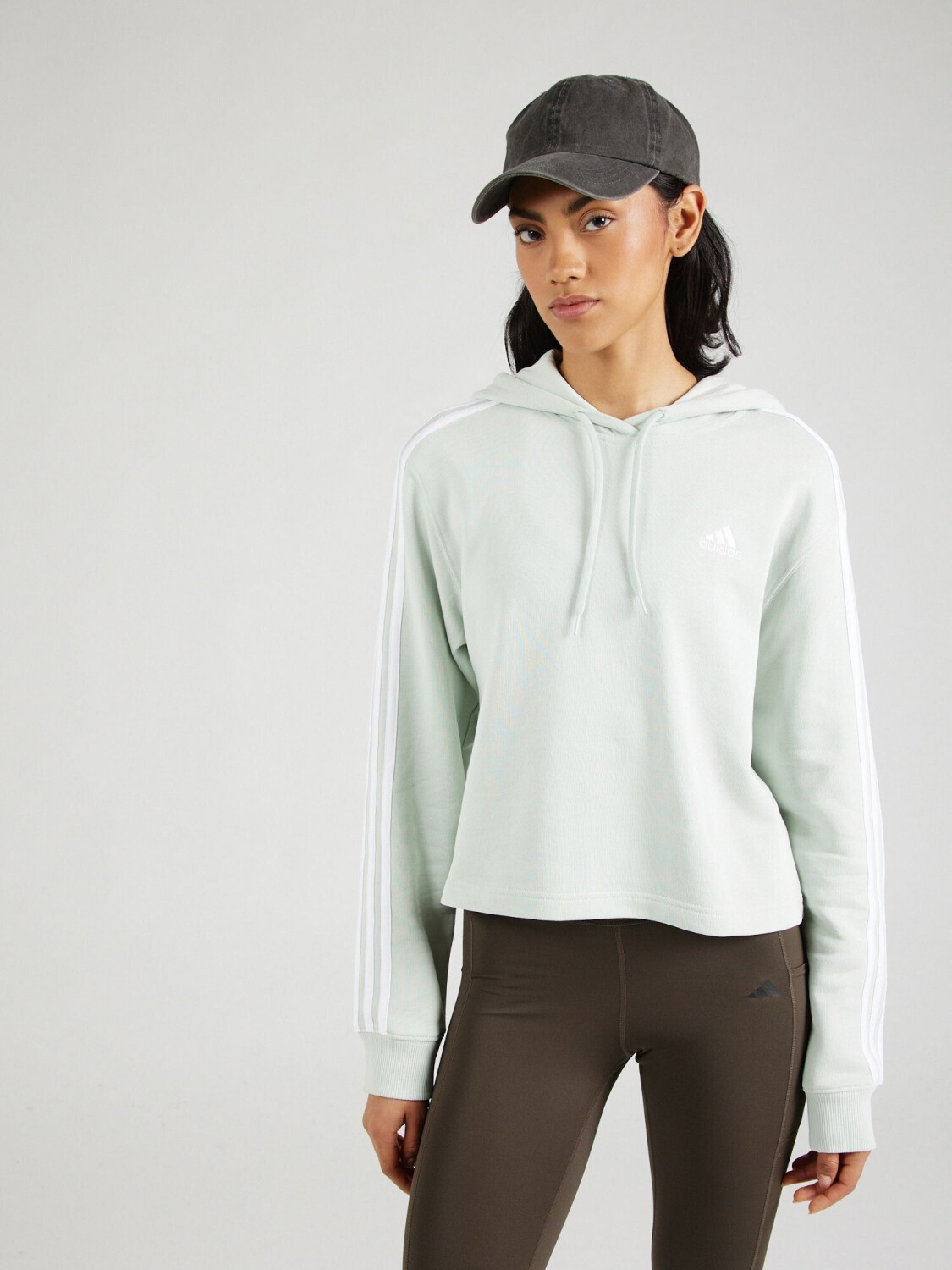 Adidas Essentials 3 Stripes French Terry Crop Hoodie IY4215 mint ab 34 99 Preisvergleich bei idealo
