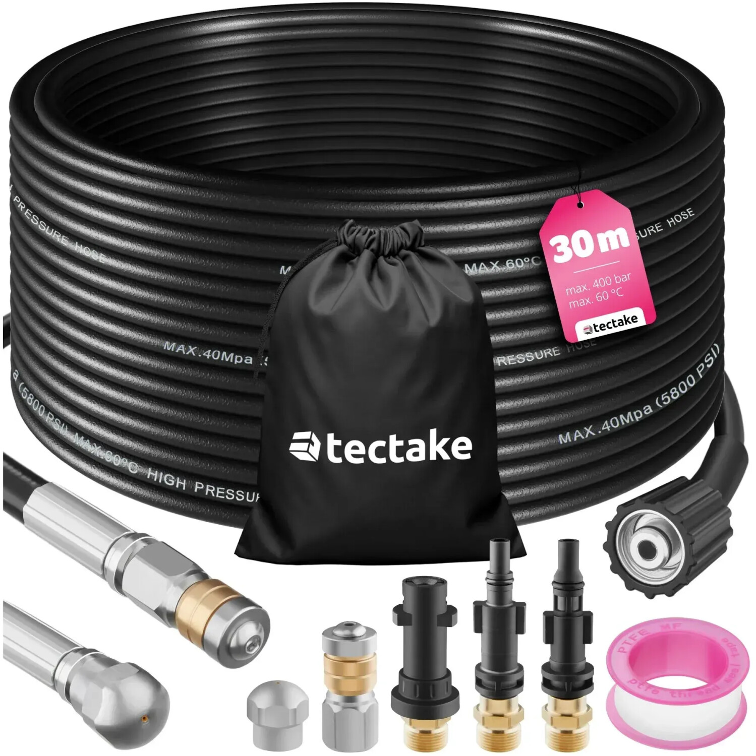 TecTake Kit de nettoyage et de débouchage de canalisations