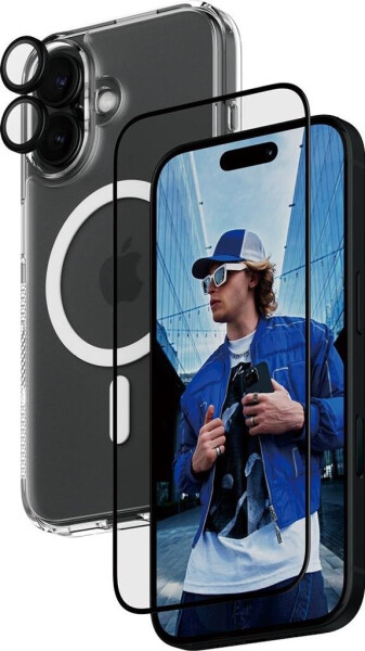 PanzerGlass Bundle Ultra Wide FIt Glass + Case + Lens (1 Stück, iPhone 16), Smartphone Schutzfolie, Transparent
