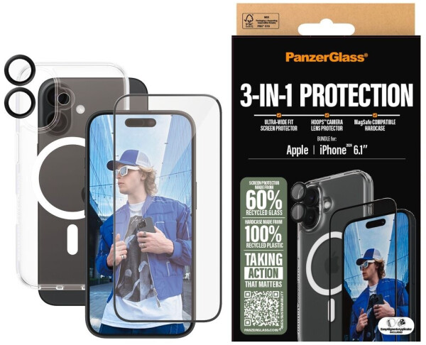 PanzerGlass Bundle Ultra Wide FIt Glass + Case + Lens (1 Stück, iPhone 16), Smartphone Schutzfolie, Transparent, Bild 4