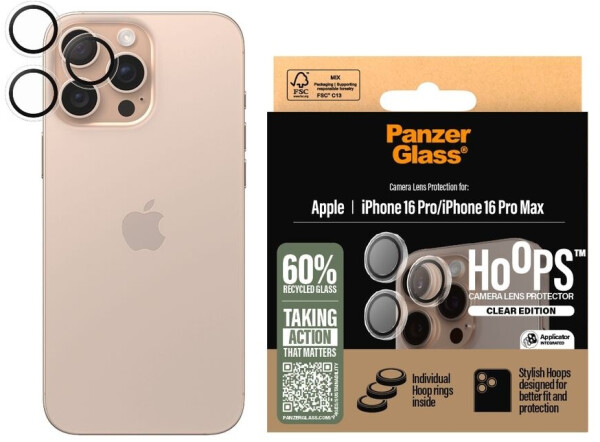 PanzerGlass Hoops Camera Lens Protector (1 Stück, iPhone 16 Pro), Smartphone Schutzfolie, Transparent, Bild 3