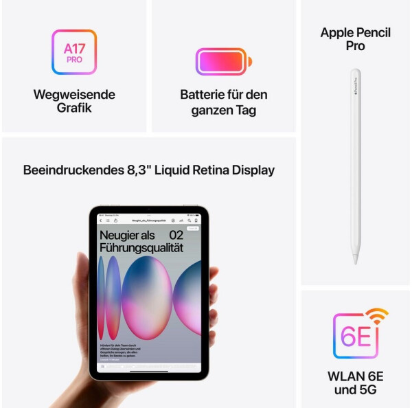 Apple iPad mini 128GB WiFi + 5G polarstern (2024), Bild 8