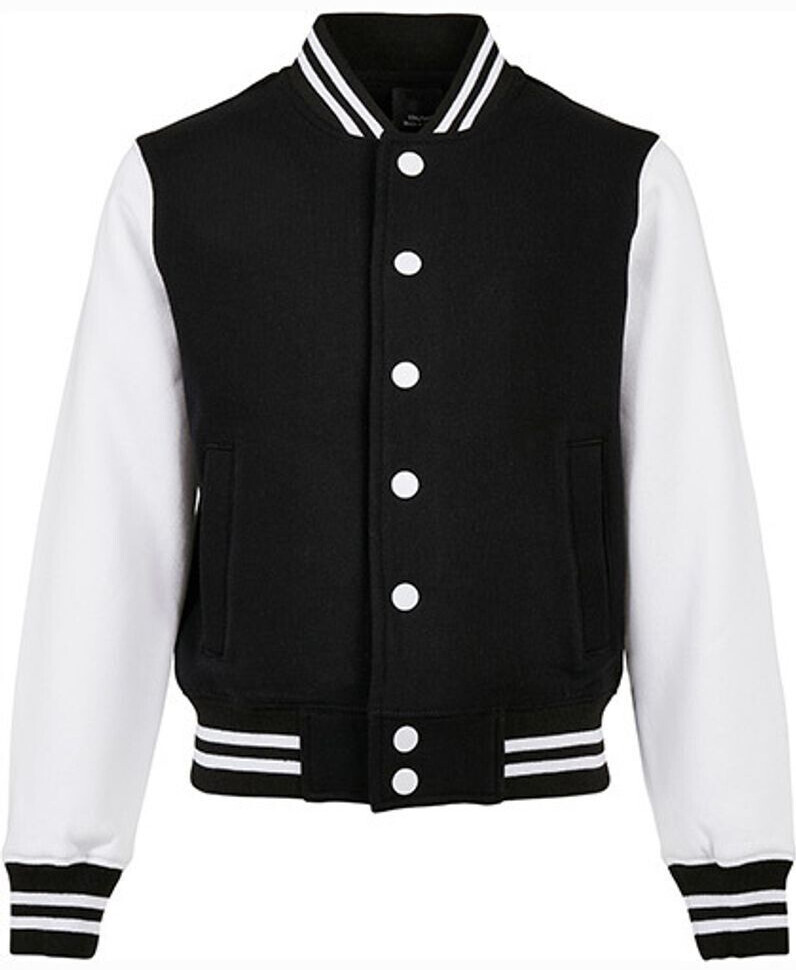 Build Your Brand Organic Sweat College Jacket (BY187) Black/White_Black/White