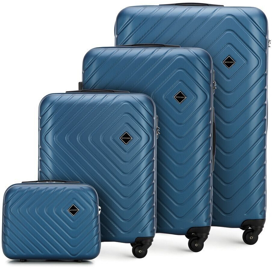 Wittchen Cube Line 4-Wheel-Trolley Set 55/67,5/77,5 cm & Beauty Case (56-3A-75k) dark blue