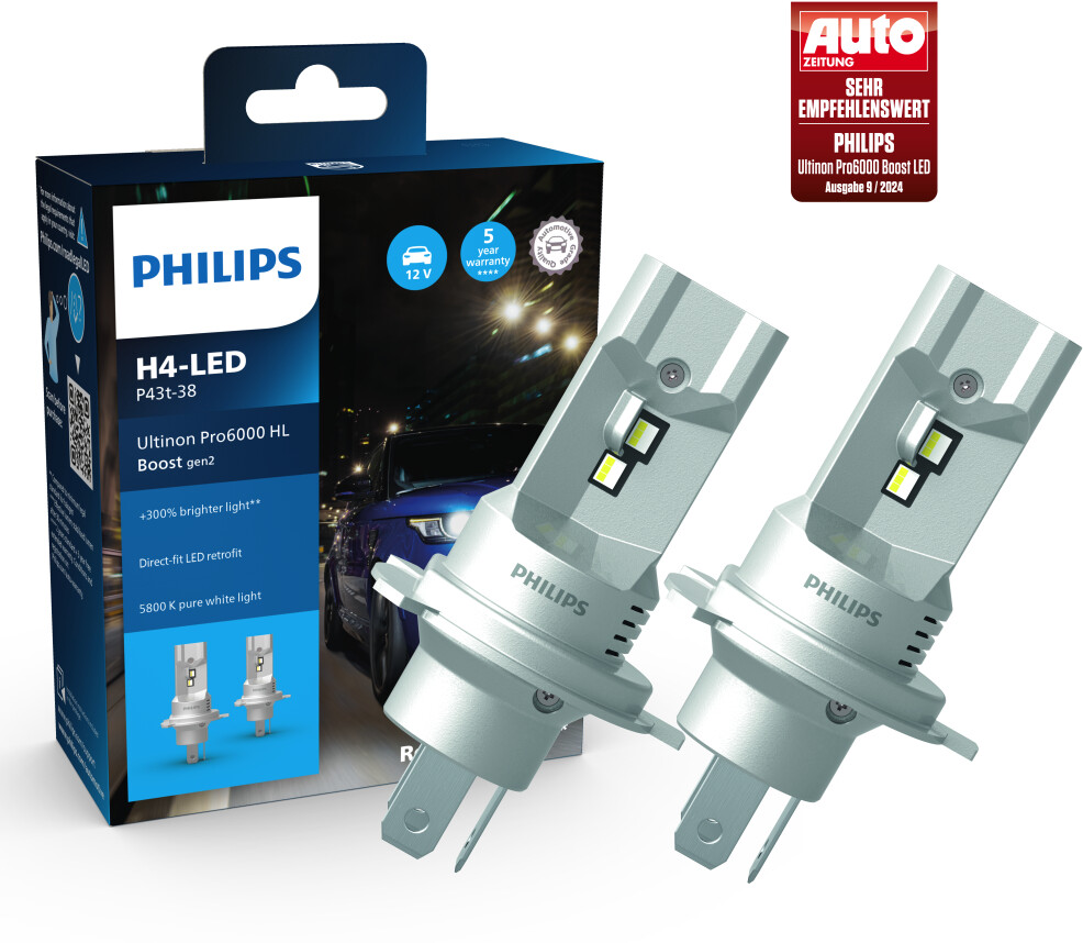 Philips Ultinon Pro6000 LED H4 BOOST 11342U60B2X2