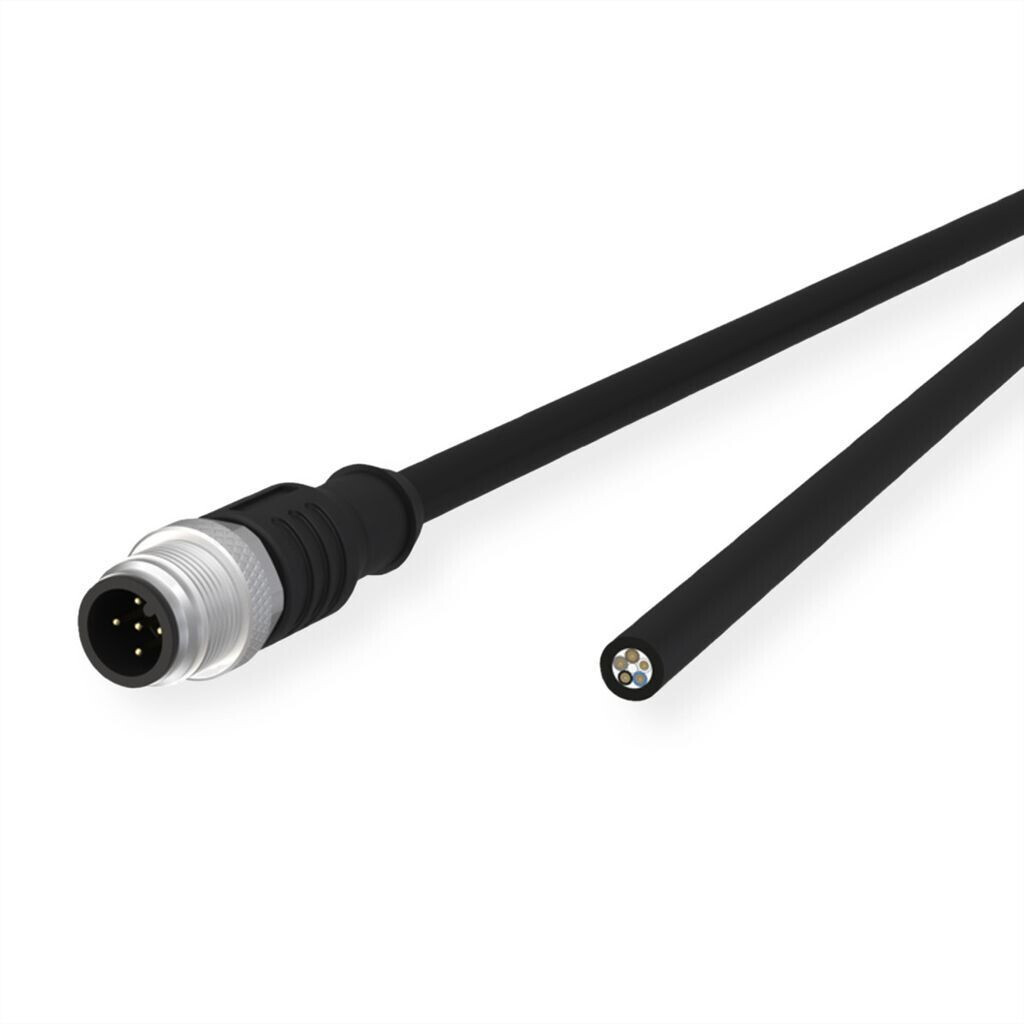 Metz Connect Netzwerkkabel 5 pin M12-A (S) zu ohne Stecker 5 m 5.2 mm ungeschirmt halogenfrei verseilt A-kodiert Schwarz (142MDA10050)