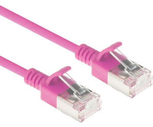 ACT Pink 0,5m LSZH U/FTP CAT6A datacenter slimline patch cable snagless with RJ45 connectors (DC7400)