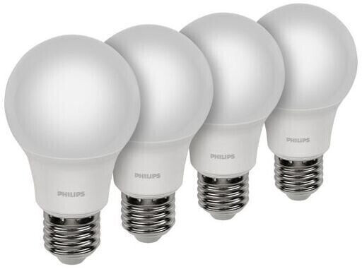 Philips 4-pack E27 LED light bulbs opal white frosted 9W like 60W 4000K universal white light