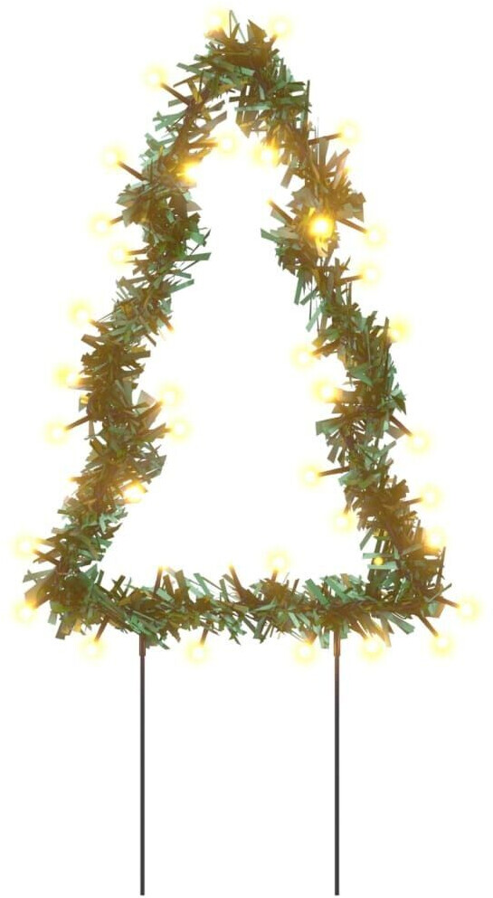 vidaXL Christmas trees with ground spikes 3 pieces 50 LEDs 30 cm